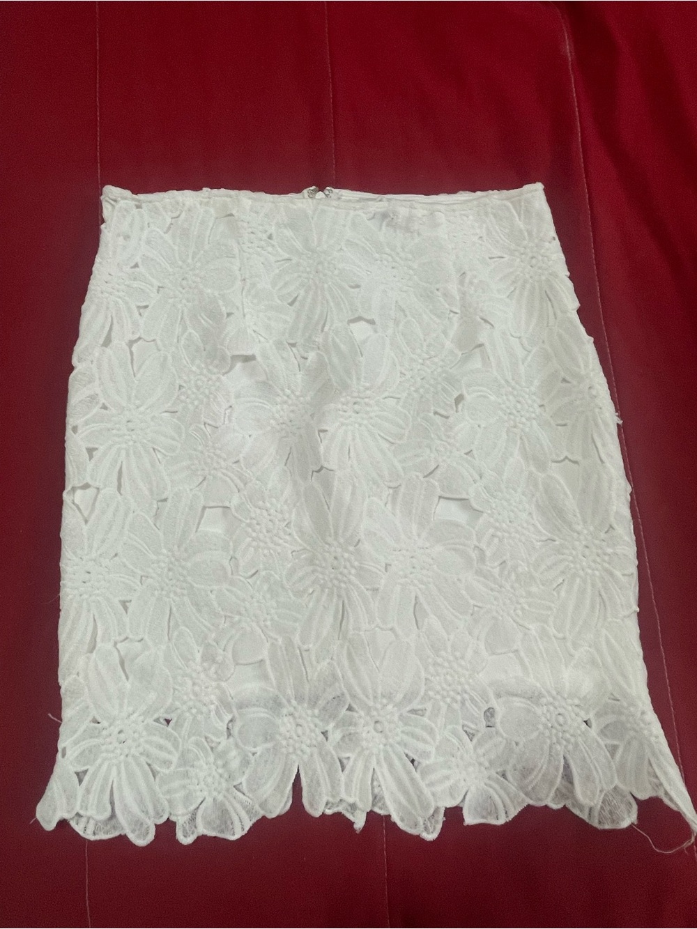 Tobi White Floral Lace Pencil Skirt